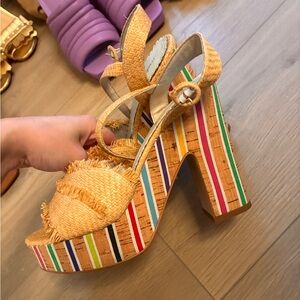 Multicolor Striped Platform Sandals